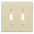 Leviton Toggle Switch Wall Plate, 2 Gang, Ivory 80509-I